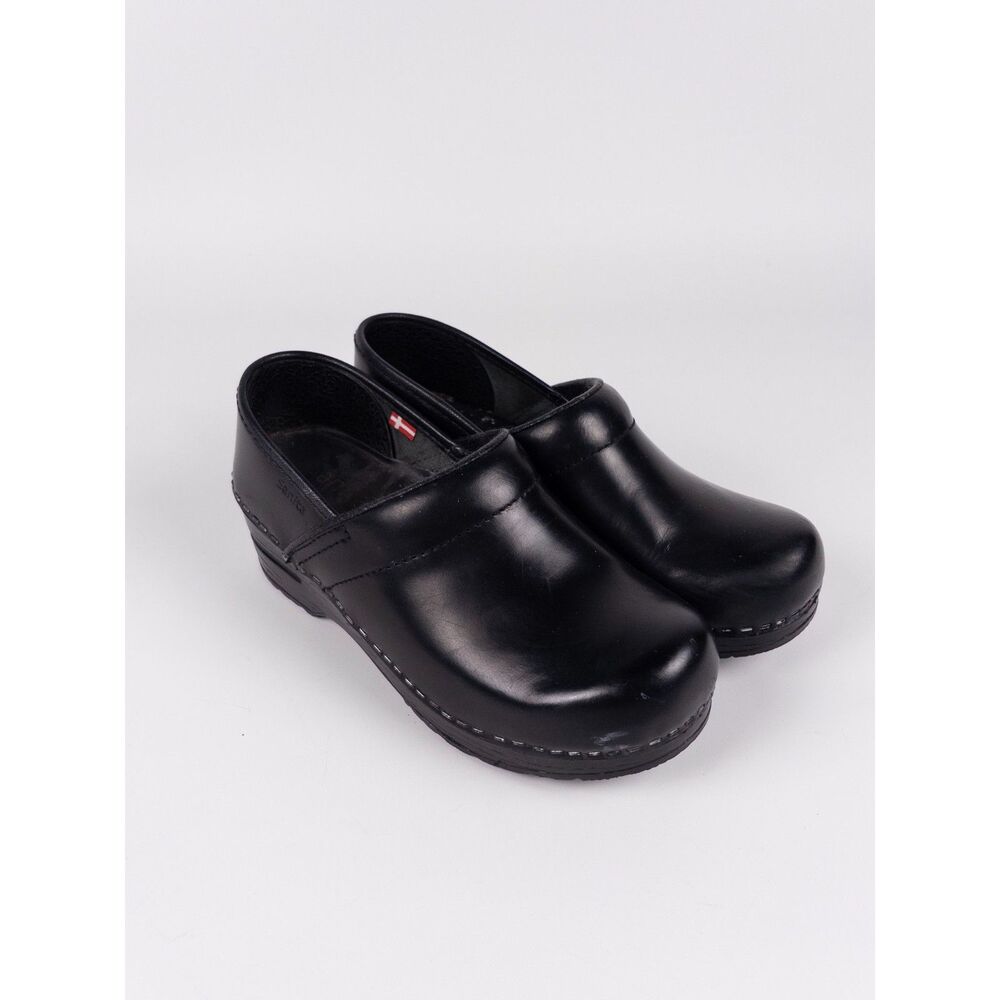 Sanita Pro Cabrio Black Leather Clogs EU 35 US 5 Danish Comfort Work Shoes - Picture 2 of 11